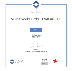 Zertifikat Certified Senders Alliance (CSA)