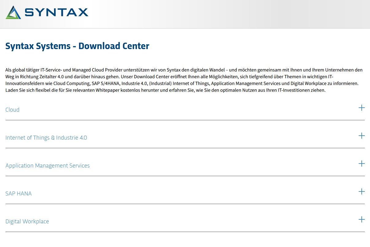 Download-Center mit nutzwertigen Contents. (Quelle:  Syntax Systems)