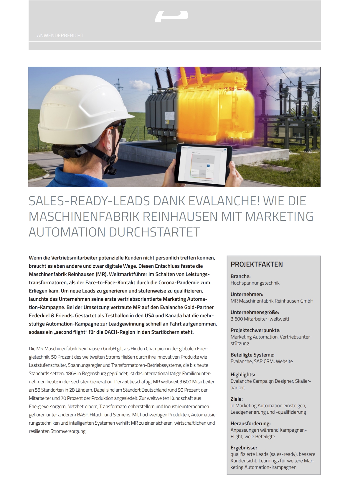 Anwenderbericht-PDF mit Maschinenfabrik Reinhausen
